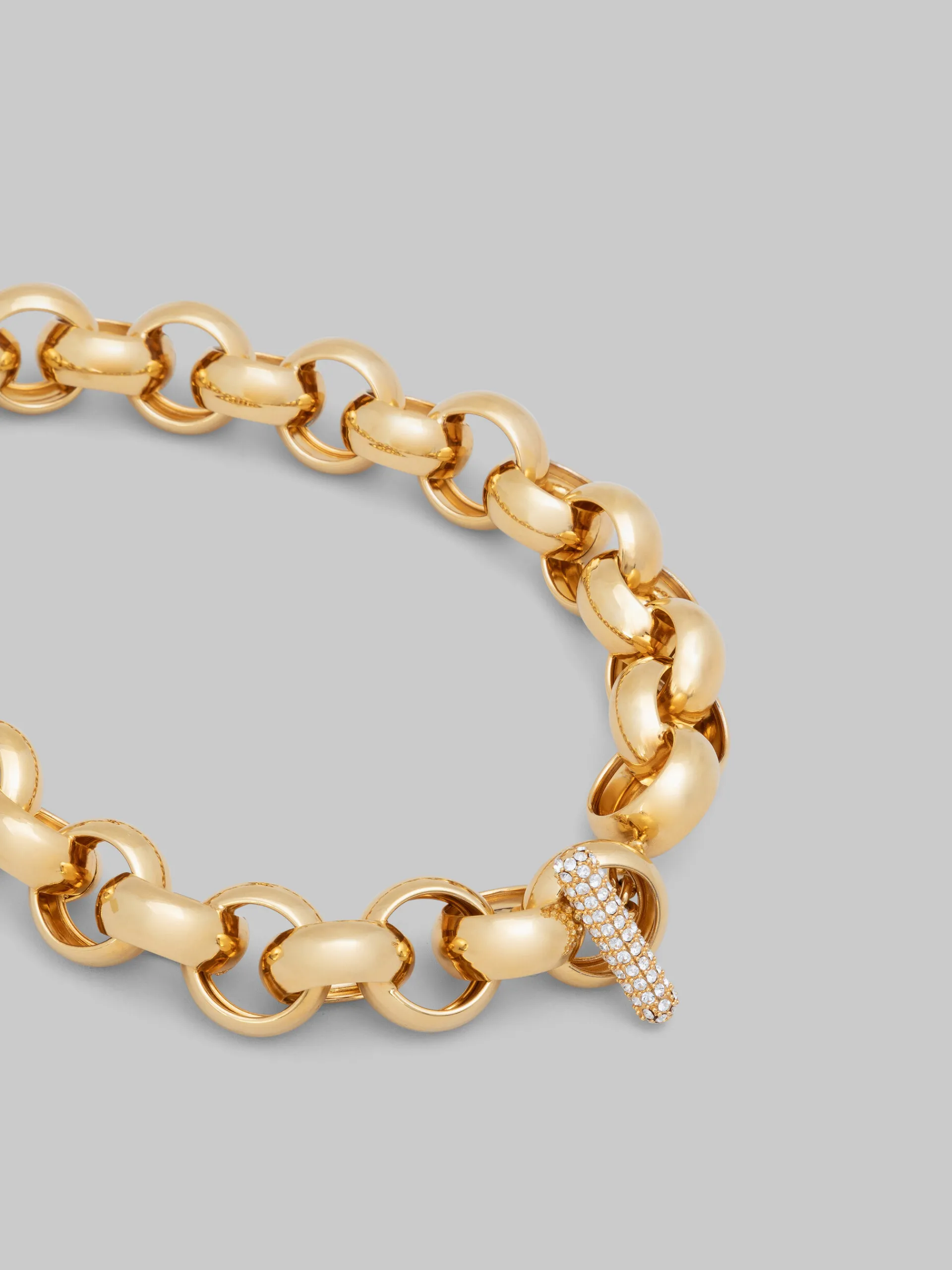 Necklaces>Marni Ring Choker With Rhinestone Clasp GOLD
