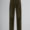 Pants>Marni Green Compact Suede Trousers DARKOLIVE