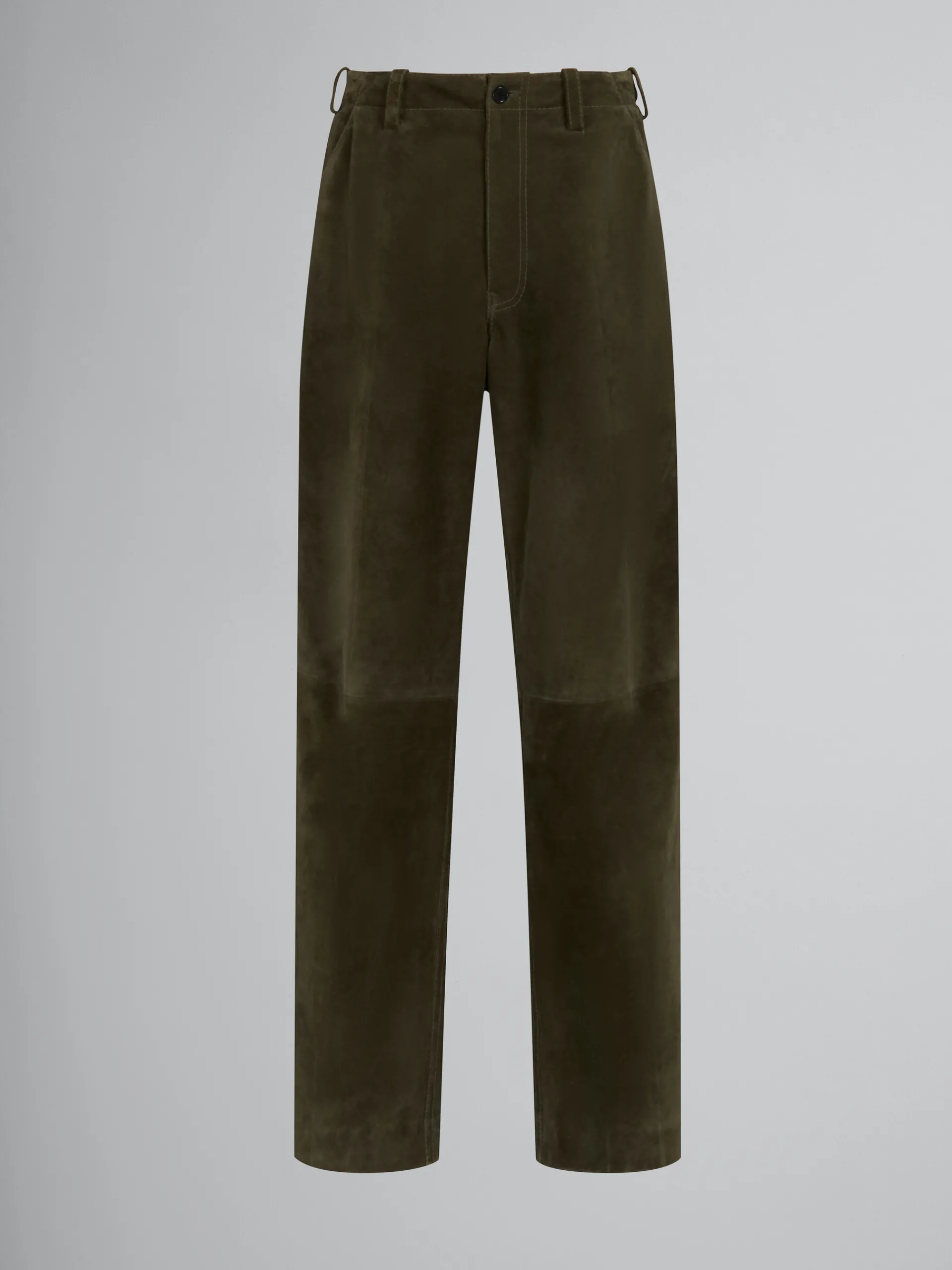 Pants>Marni Green Compact Suede Trousers DARKOLIVE