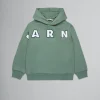 Kids>Marni Green Hooded Sweatshirt With Embroidered Logo DEEP LICHEN GREEN