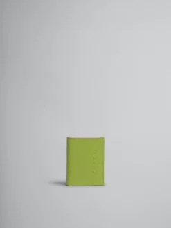 Wallets & Small Leather Goods>Marni Green Leather Bifold Wallet With Raised Logo KIWI