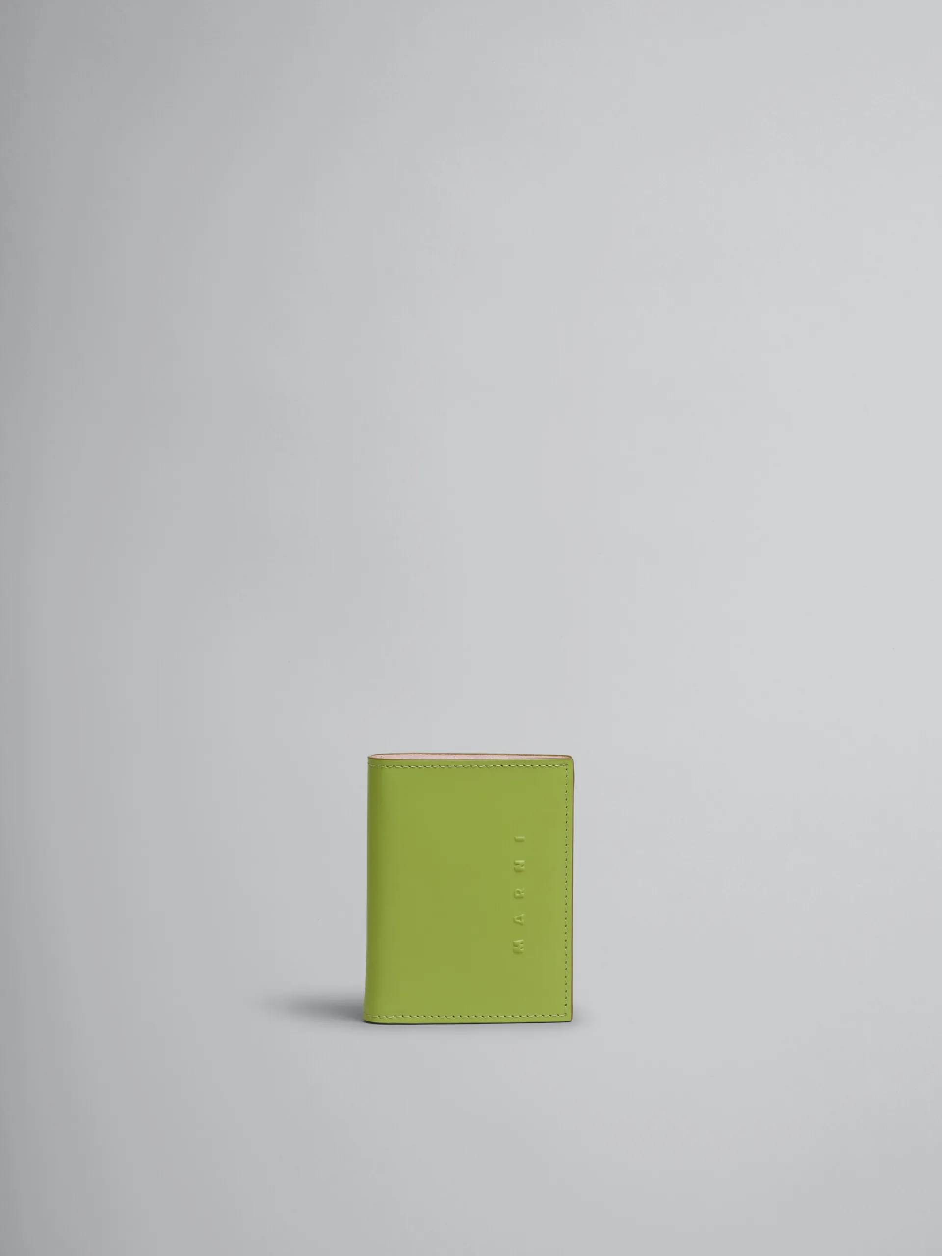 Wallets & Small Leather Goods>Marni Green Leather Bifold Wallet With Raised Logo KIWI