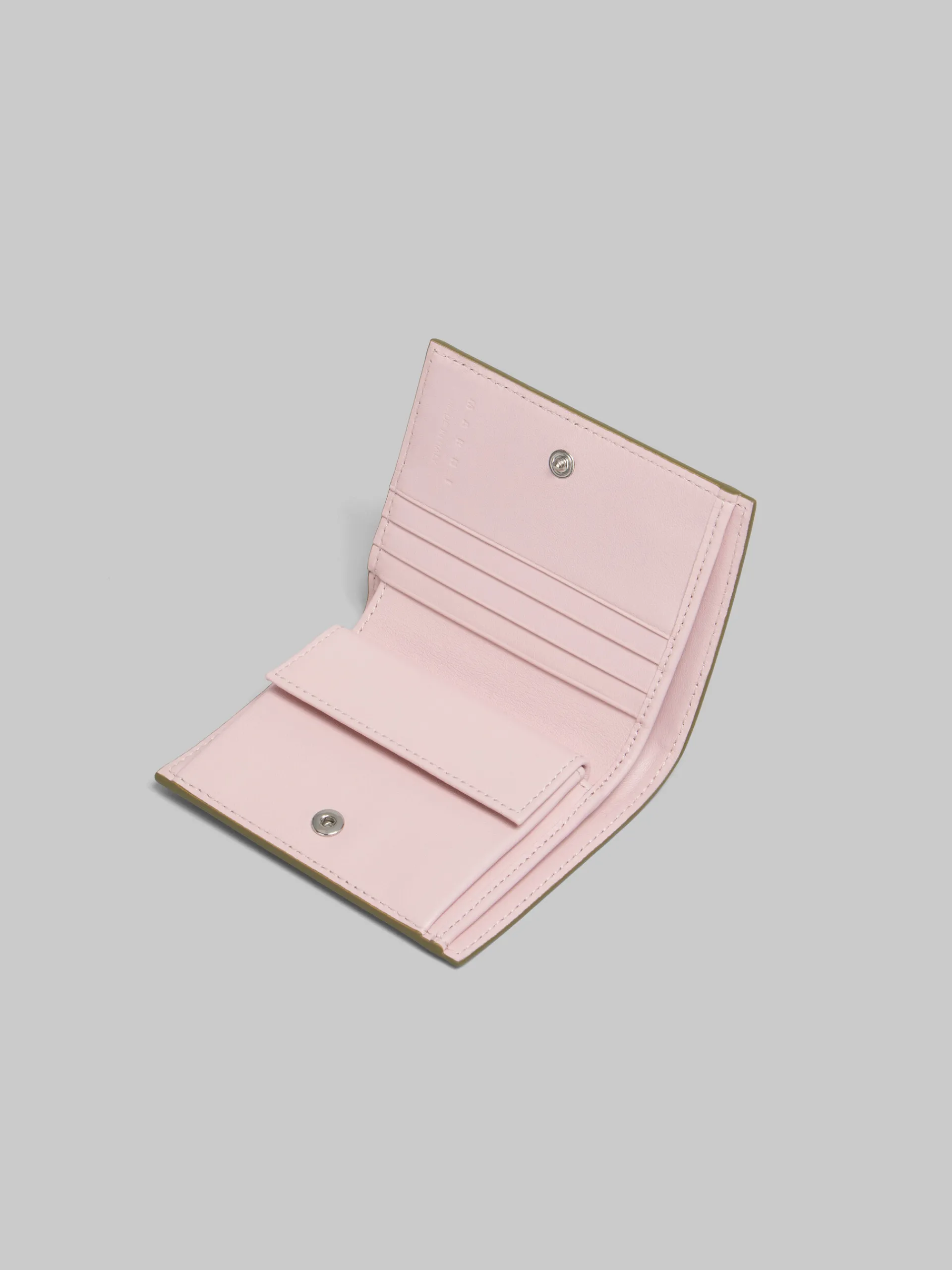 Wallets & Small Leather Goods>Marni Green Leather Bifold Wallet With Raised Logo KIWI