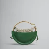 Handbags>Marni Green Leather Small Tunnel Hobo Bag GARDEN GREEN/SOFT BEIGE