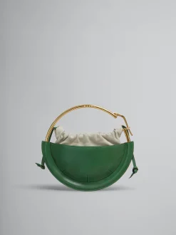 Handbags>Marni Green Leather Small Tunnel Hobo Bag GARDEN GREEN/SOFT BEIGE
