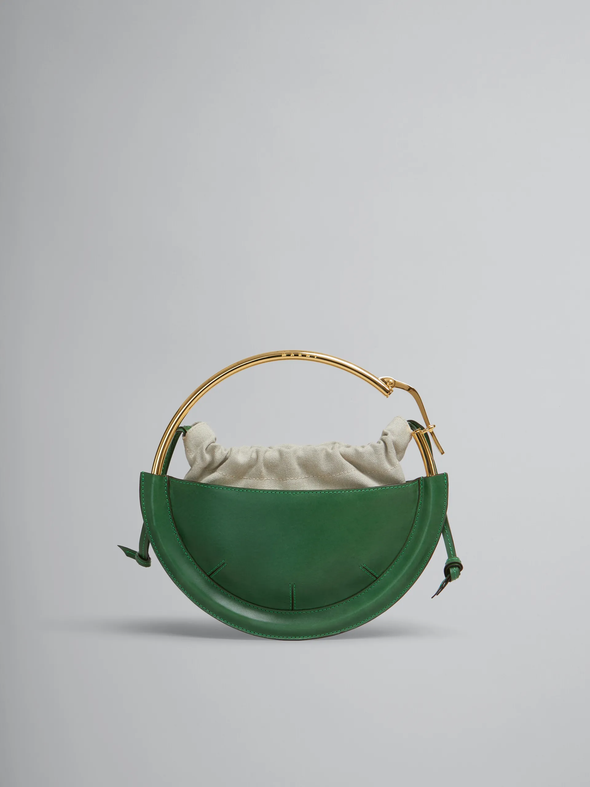 Handbags>Marni Green Leather Small Tunnel Hobo Bag GARDEN GREEN/SOFT BEIGE
