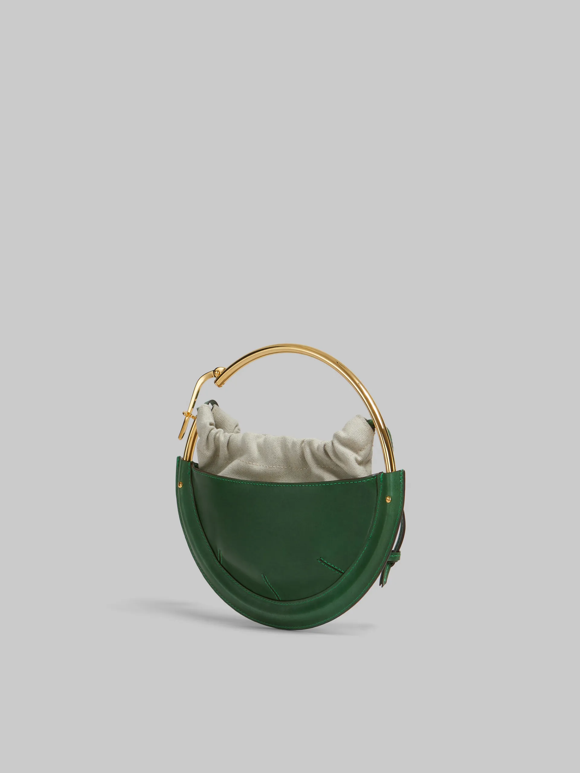 Handbags>Marni Green Leather Small Tunnel Hobo Bag GARDEN GREEN/SOFT BEIGE