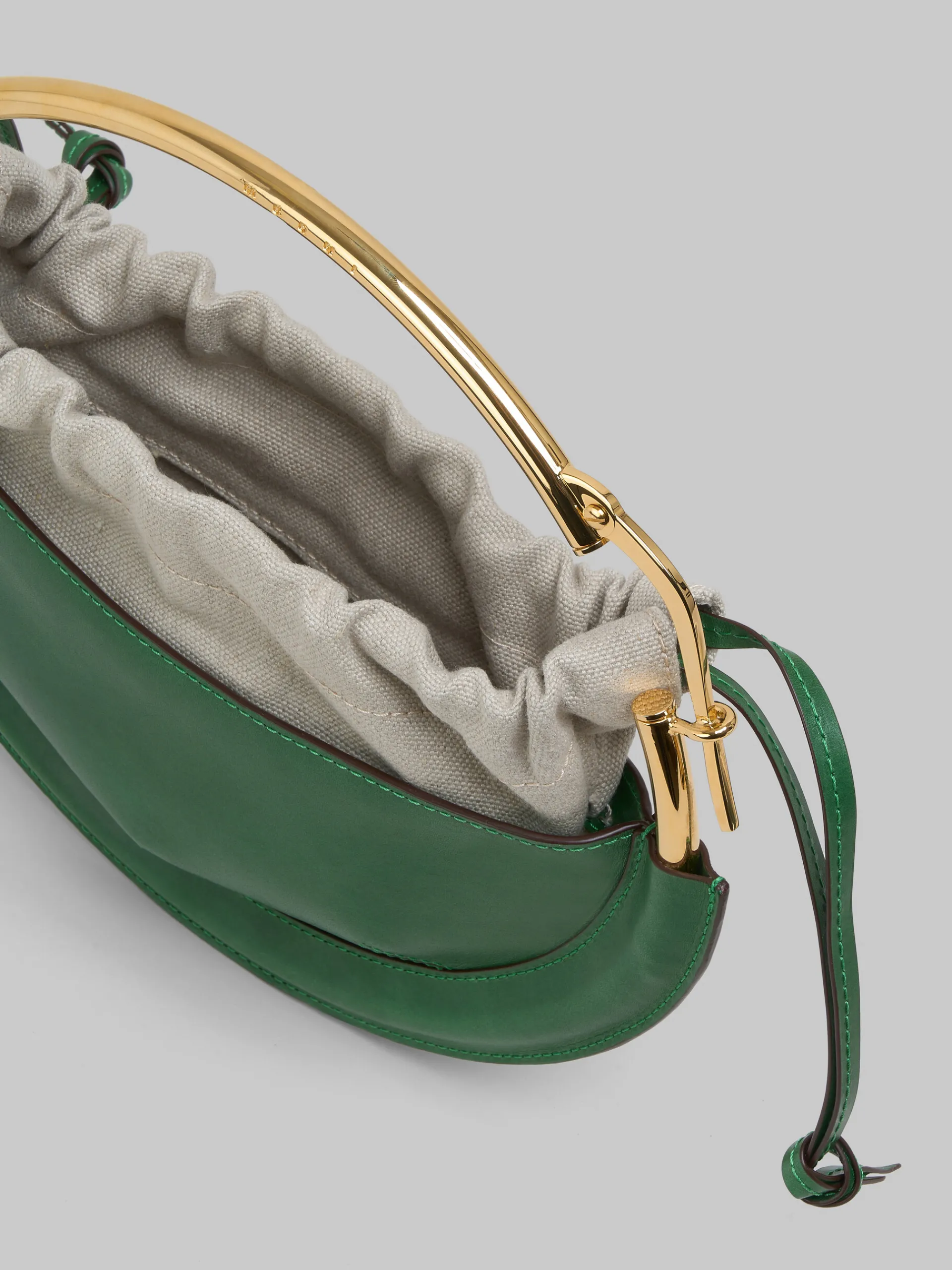Handbags>Marni Green Leather Small Tunnel Hobo Bag GARDEN GREEN/SOFT BEIGE