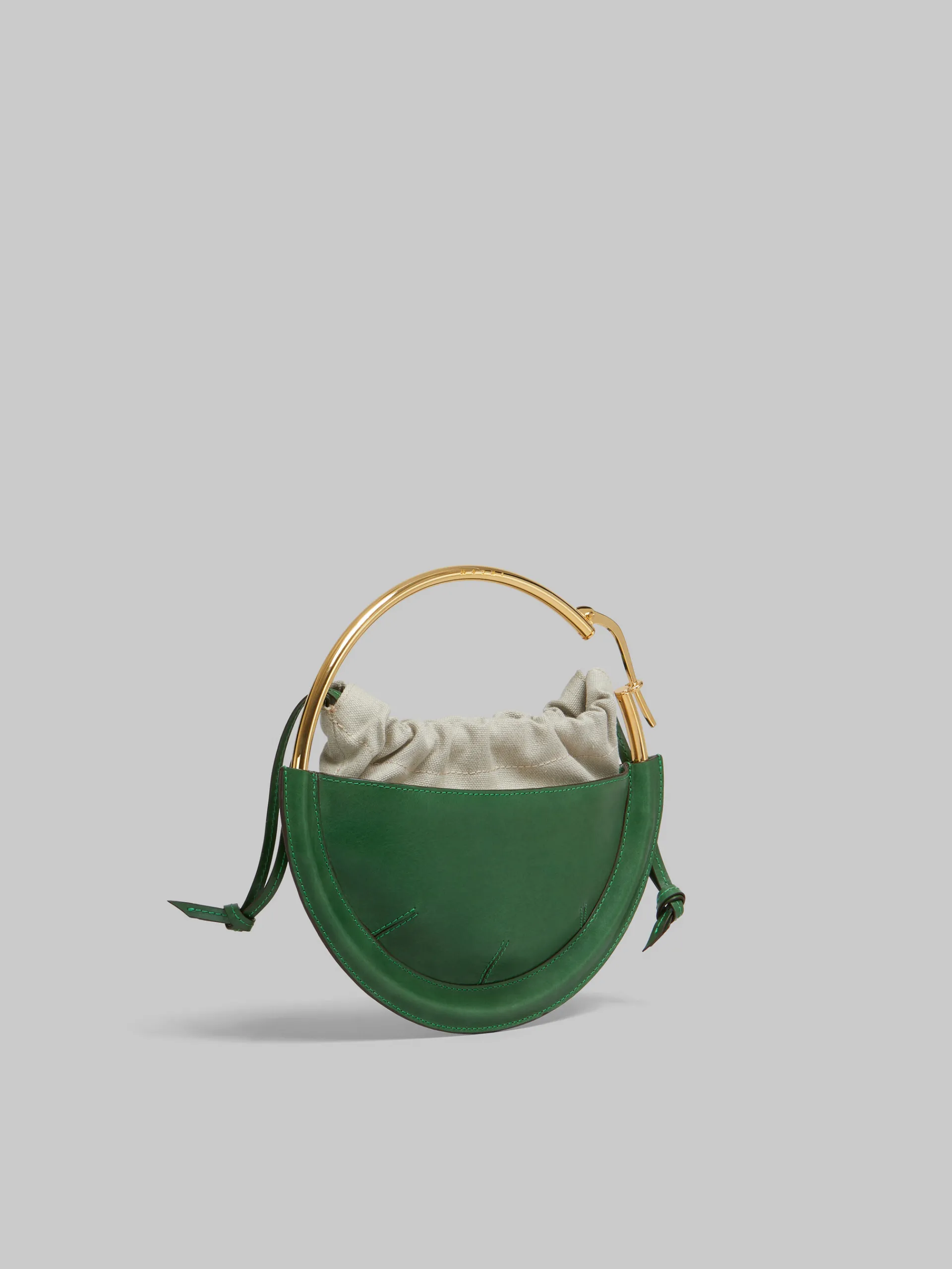 Handbags>Marni Green Leather Small Tunnel Hobo Bag GARDEN GREEN/SOFT BEIGE