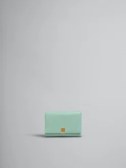 Wallets & Small Leather Goods>Marni Green Leather Trifold Prisma Wallet PALEMINT