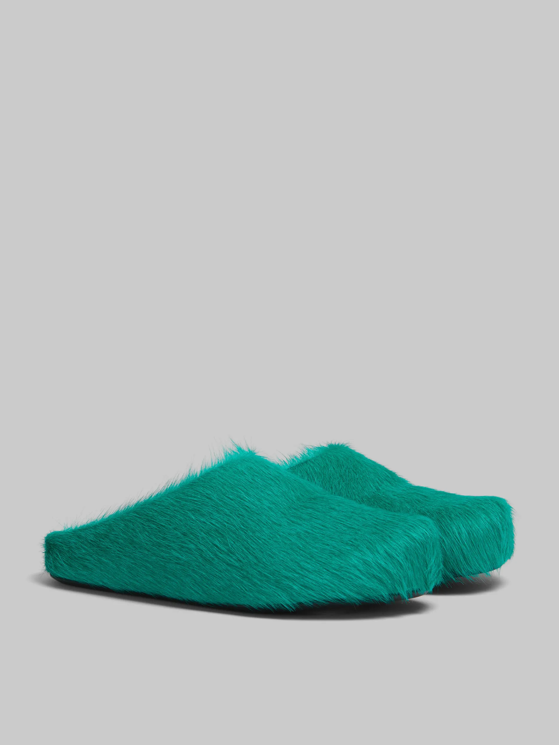 Fussbett Sabot>Marni Green Long-hair Calfskin Fussbett Sabot SEAGREEN