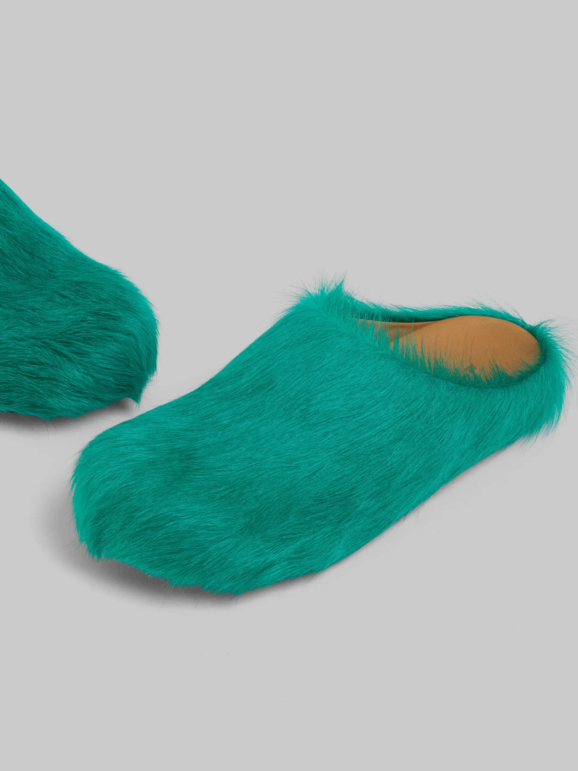 Fussbett Sabot>Marni Green Long-hair Calfskin Fussbett Sabot SEAGREEN
