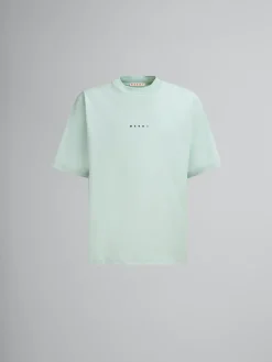 Tops & T-Shirts>Marni Green Organic Cotton T-shirt With Mini Logo LINDEN