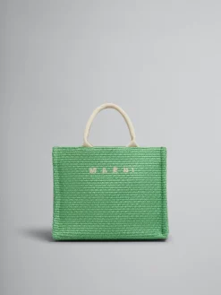 Tote Bags>Marni Green Raffia-effect Small Tote Bag KIWI