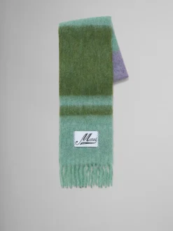 Scarves>Marni Green Striped Alpaca-mohair Scarf KIWI