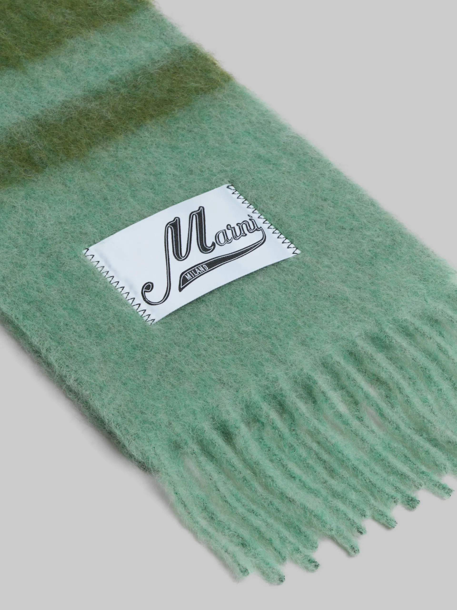 Scarves>Marni Green Striped Alpaca-mohair Scarf KIWI