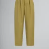 Matching Sets | Pants>Marni Green Tropical Wool Trousers With Drawstring Waist LIME