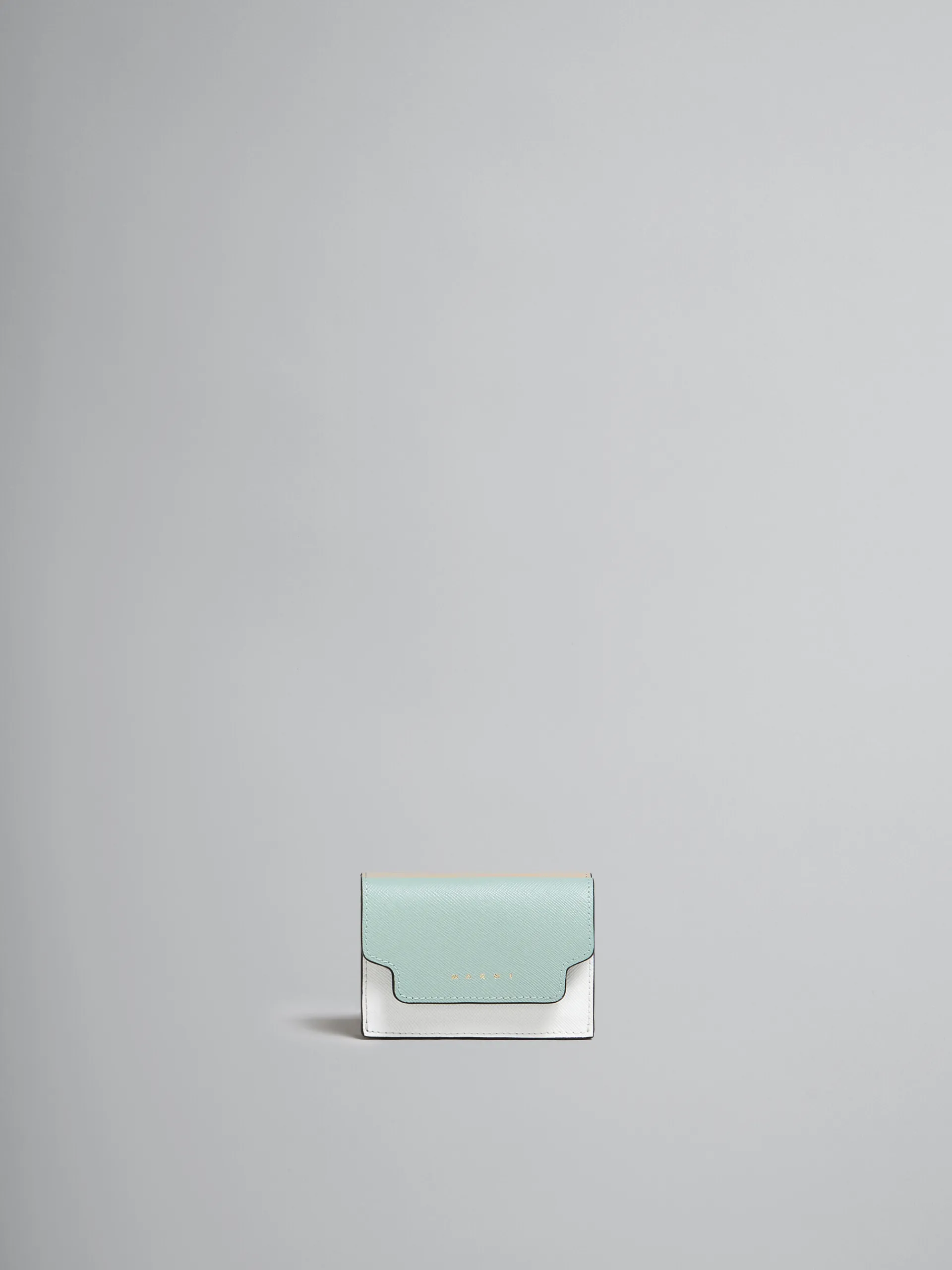 Wallets & Small Leather Goods>Marni Green, White And Brown Saffiano Leather Tri-fold Wallet TEAGREEN/LIMESTONE/LIGHTCAMEL