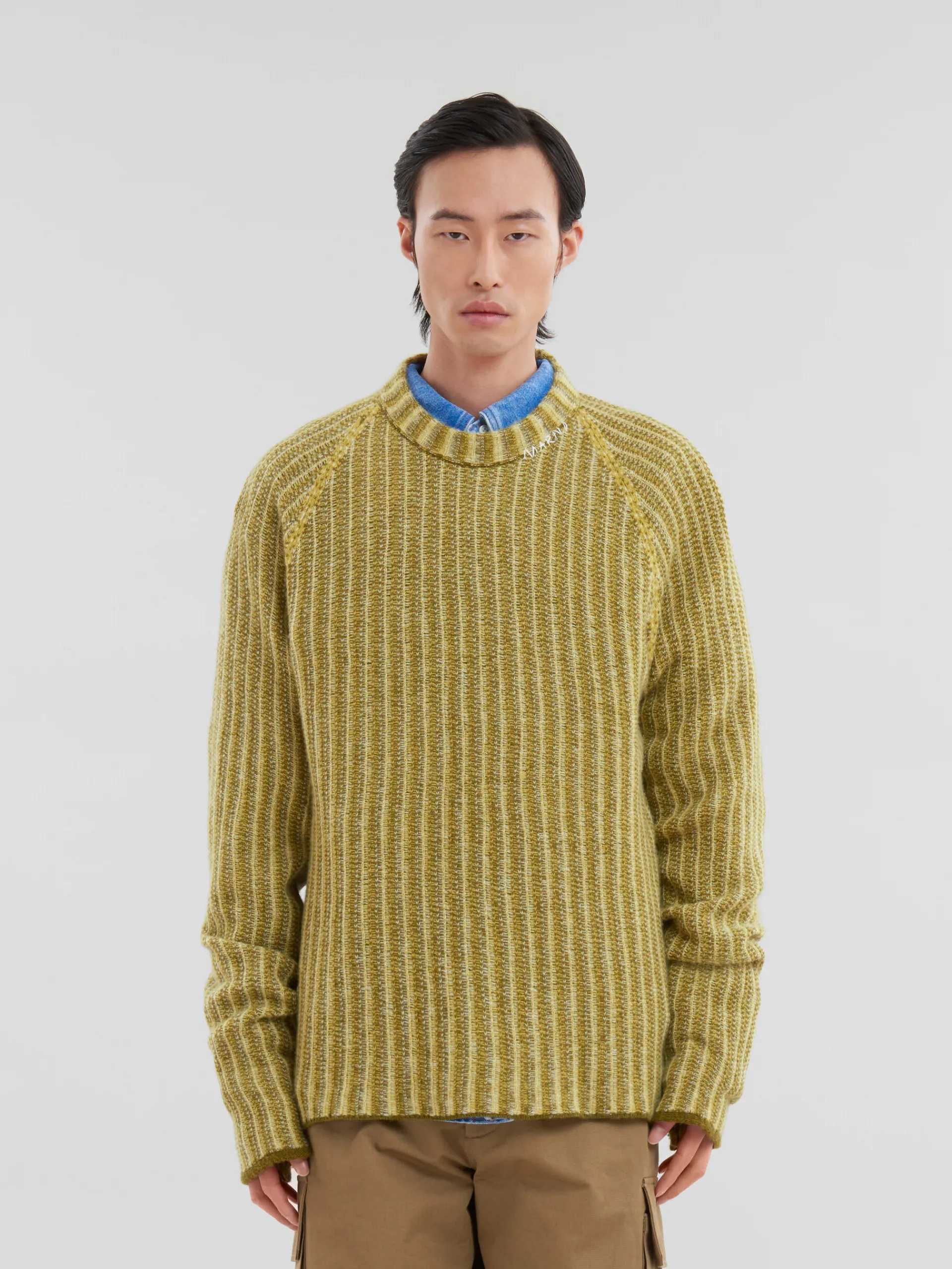 Knitwear>Marni Green Wool-cashmere Jumper With Dégradé Stripes CITRONELLLE