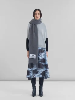Scarves>Marni Grey Alpaca Scarf ANTIQUE SILVER