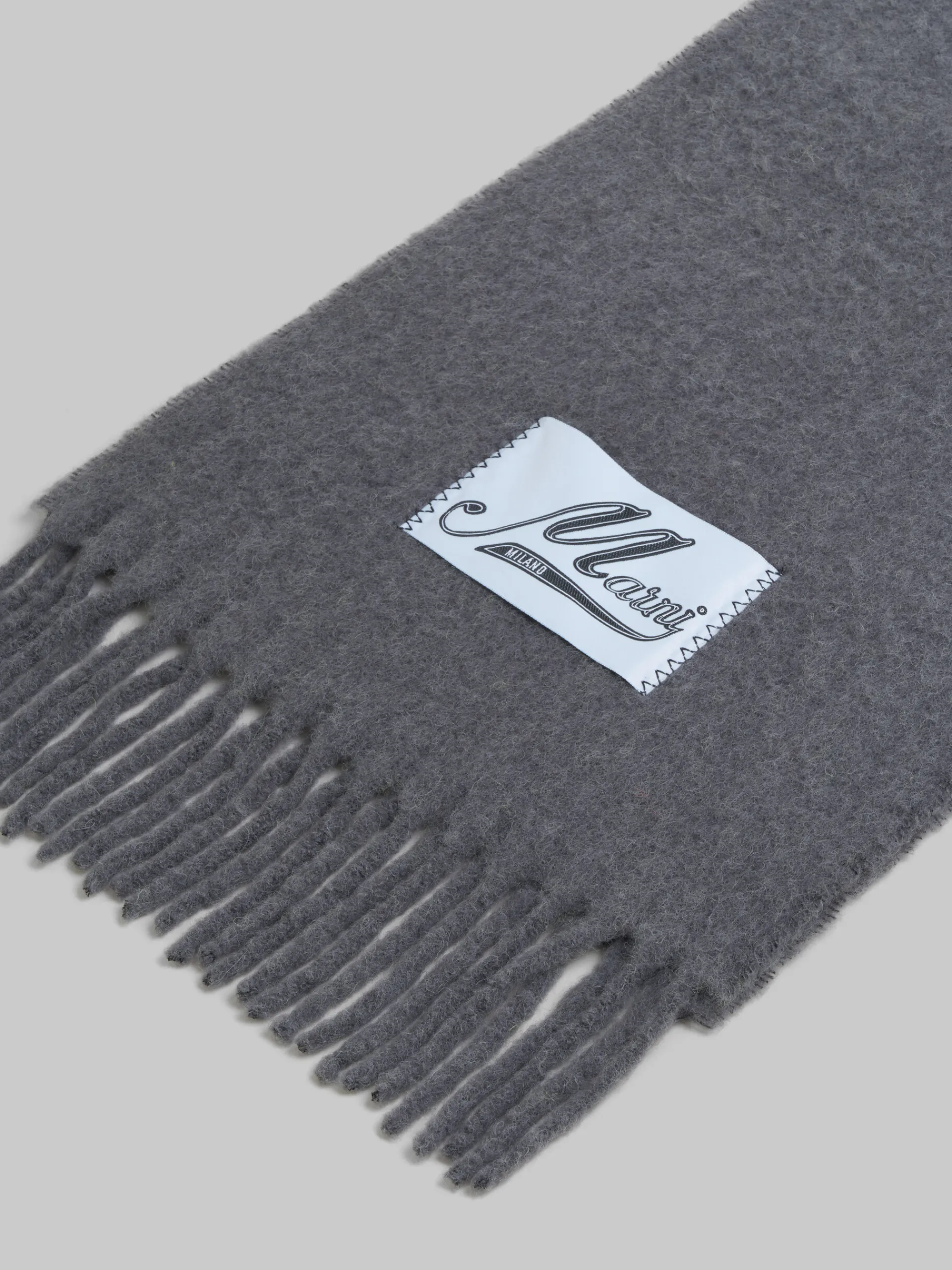 Scarves>Marni Grey Alpaca Scarf ANTIQUE SILVER