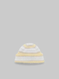 Hats>Marni Grey Brushed Mohair Beanie With Stripes TONIC