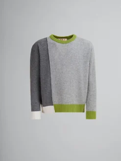 Knitwear>Marni Grey Cashmere Colour-block Jumper MERCURY