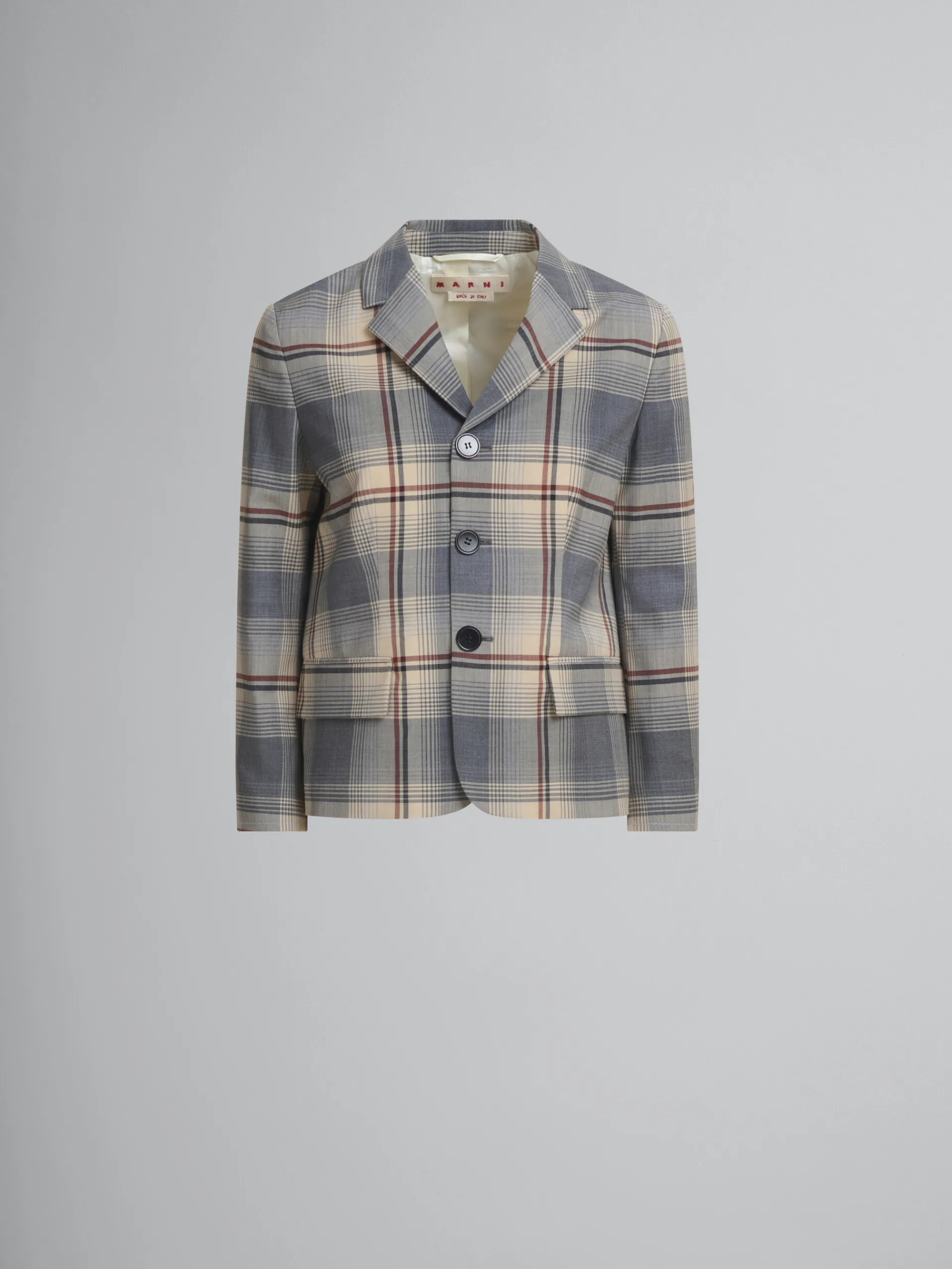 Matching Sets | Coats & Jackets>Marni Grey Checked Wool Jacket With Mending SLATE