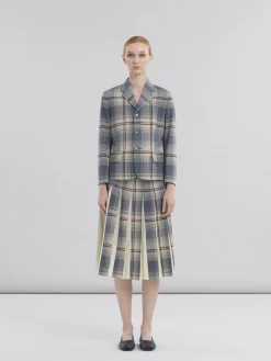 Matching Sets | Coats & Jackets>Marni Grey Checked Wool Jacket With Mending SLATE