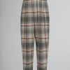 Pants>Marni Grey Checked Wool Pleated Trousers SLATE