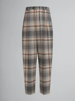 Pants>Marni Grey Checked Wool Pleated Trousers SLATE