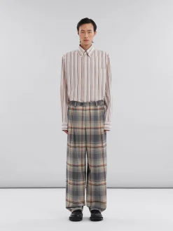 Pants>Marni Grey Checked Wool Pleated Trousers SLATE