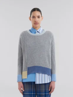 Knitwear>Marni Grey Colour-block Cashmere Jumper SODIUM
