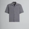 Tops & T-Shirts>Marni Grey Cotton Bowling Shirt ANTIQUE SILVER