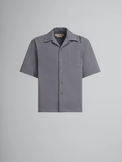 Tops & T-Shirts>Marni Grey Cotton Bowling Shirt ANTIQUE SILVER