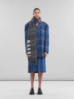 Scarves>Marni Grey Double Check Wool Scarf SODIUM