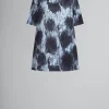 Dresses>Marni Grey Duchesse Dress With Crayon Leopard Print ANTIQUE SILVER