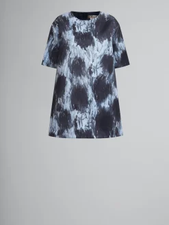 Dresses>Marni Grey Duchesse Dress With Crayon Leopard Print ANTIQUE SILVER