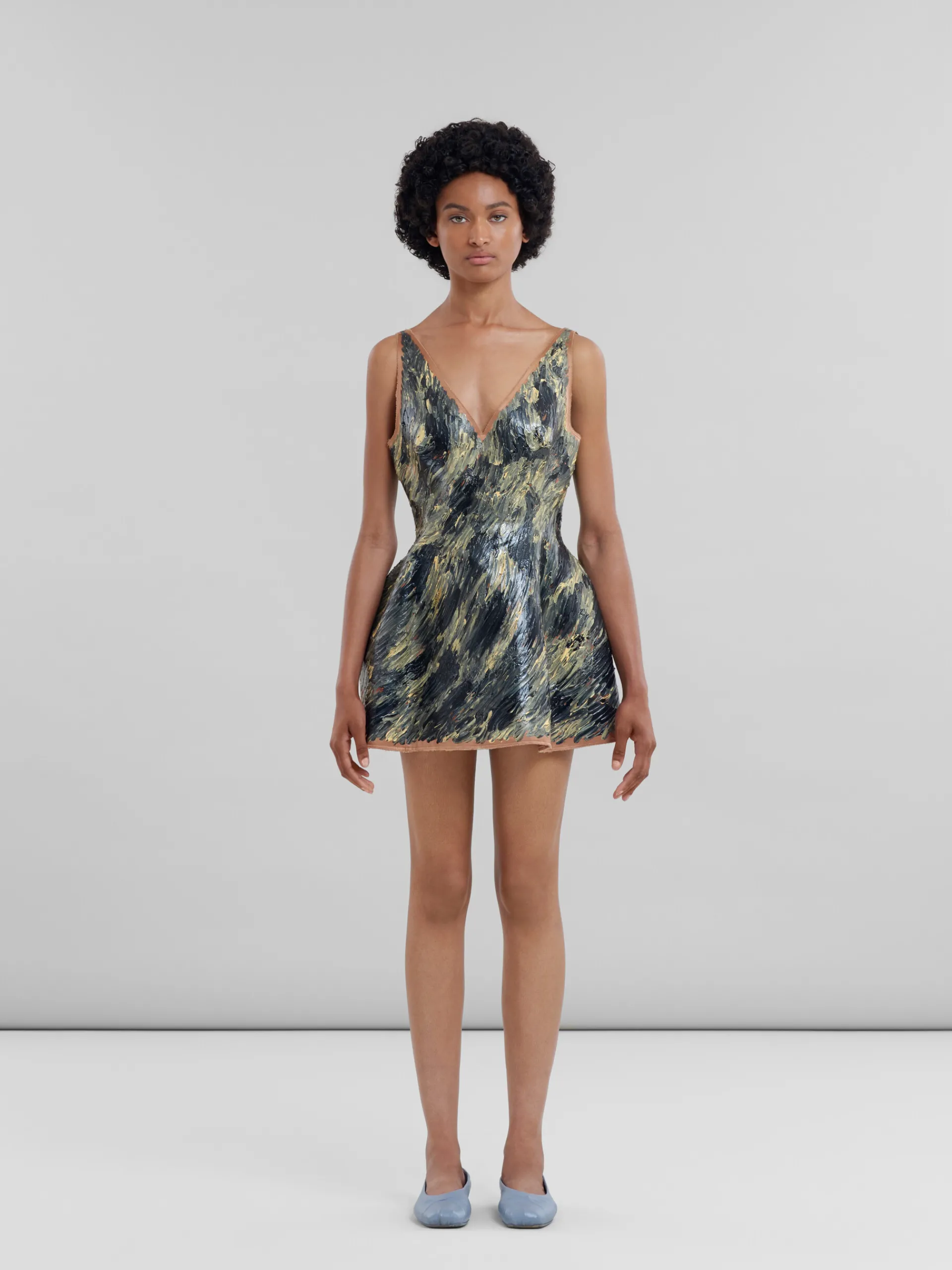 Dresses>Marni Grey Hand-painted Duchesse Corset Dress POMPEII