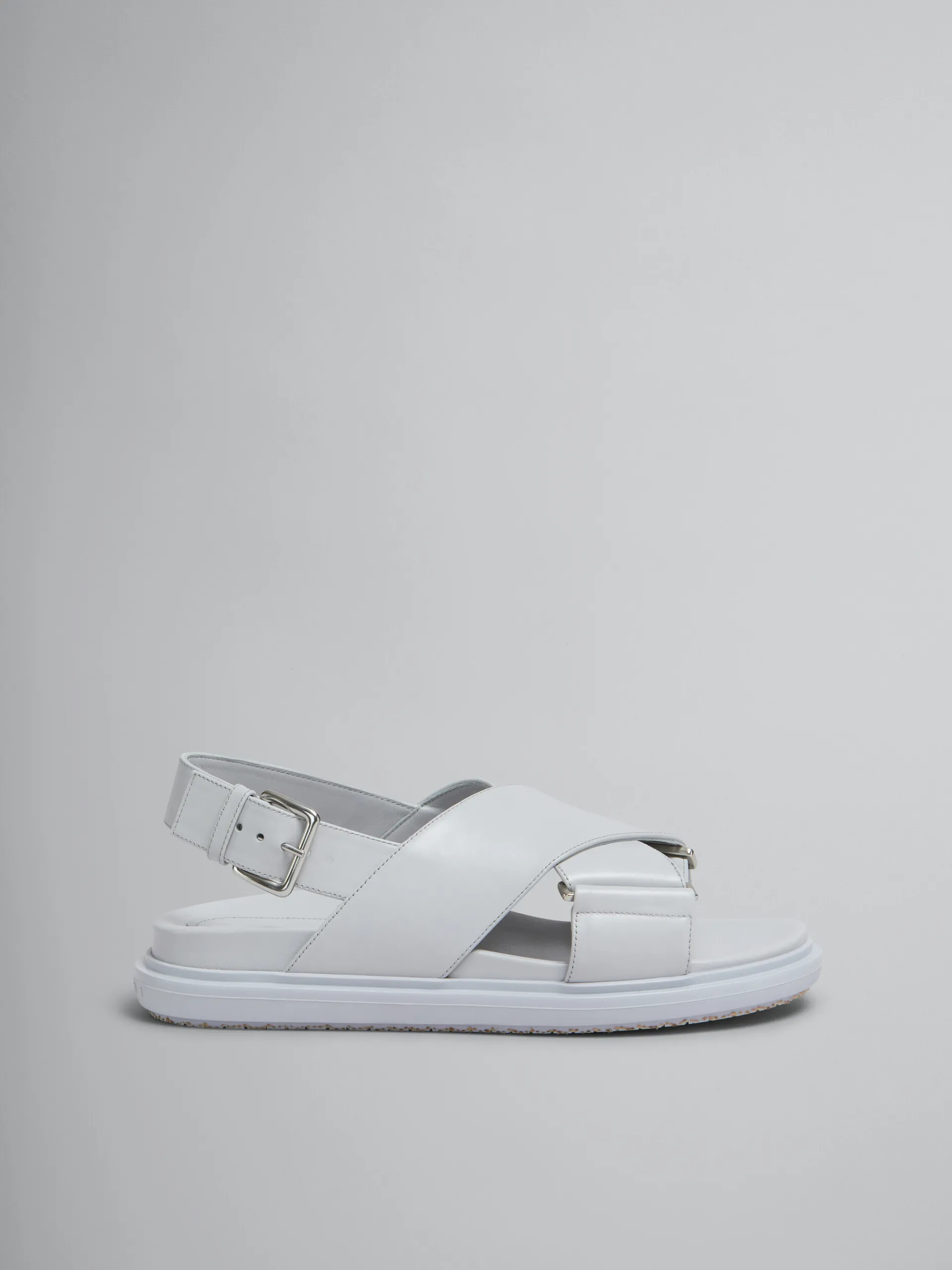 Slides & Sandals | Fussbett>Marni Grey Leather Fussbett SODIUM