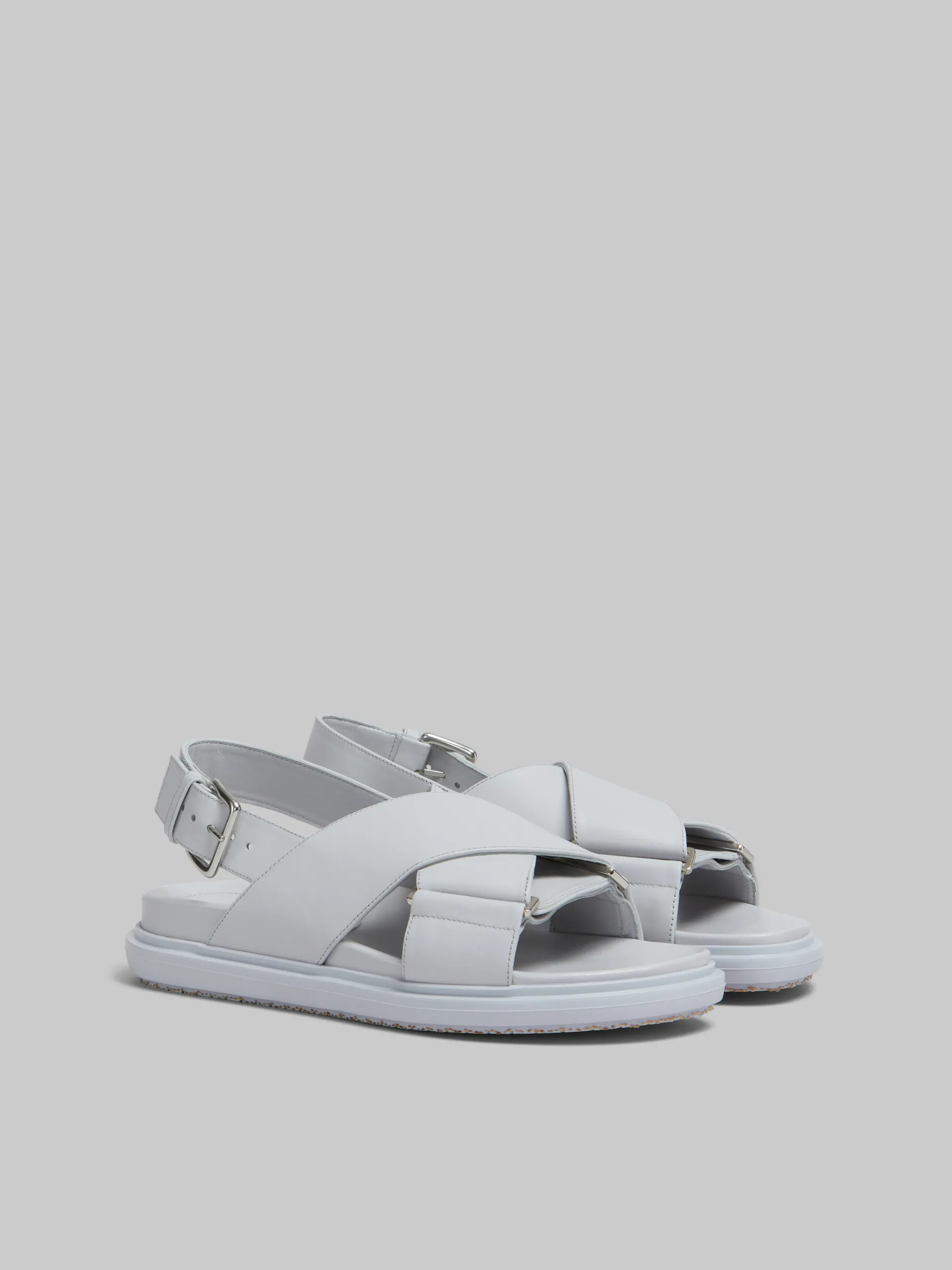 Slides & Sandals | Fussbett>Marni Grey Leather Fussbett SODIUM