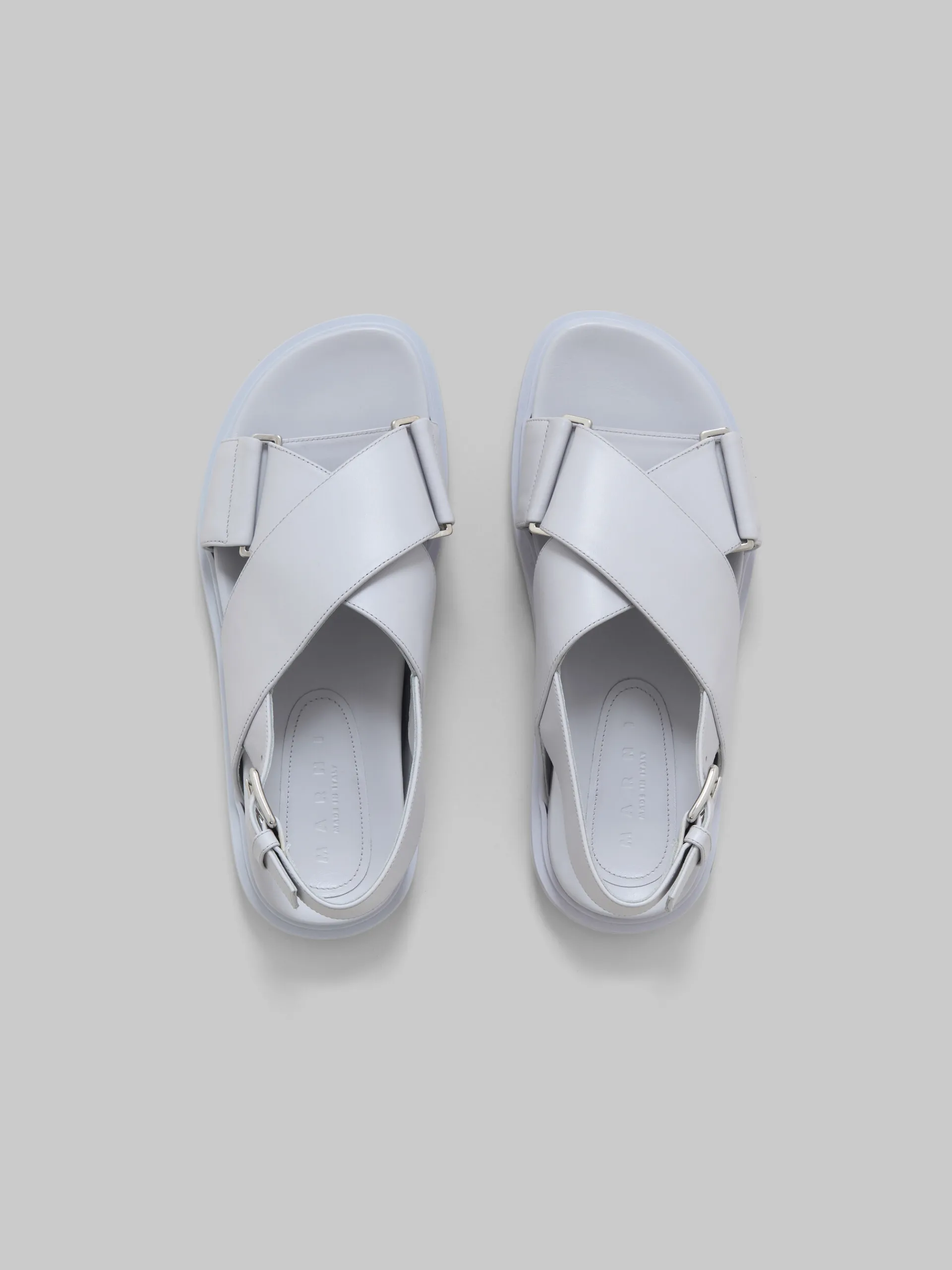 Slides & Sandals | Fussbett>Marni Grey Leather Fussbett SODIUM
