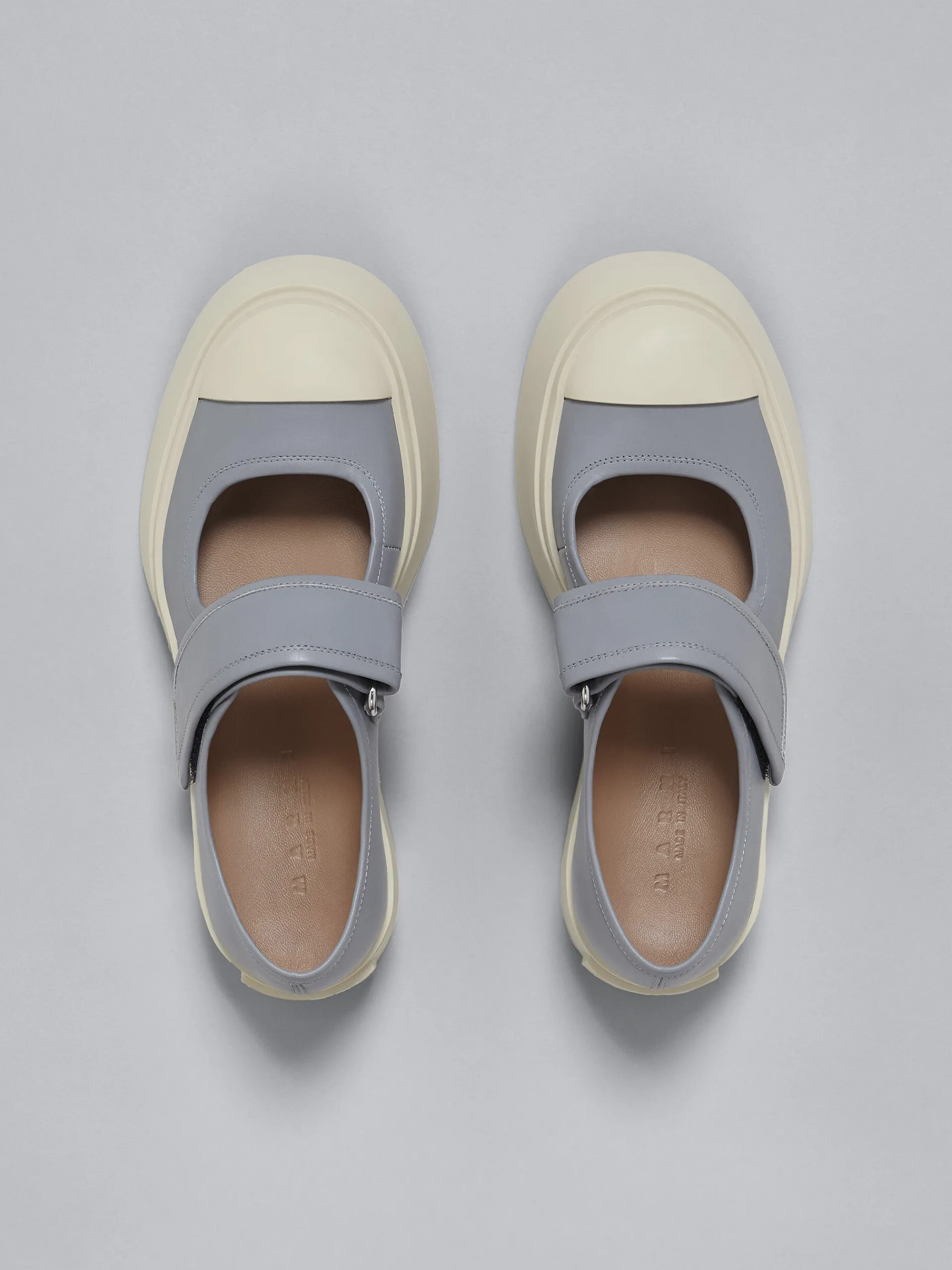 Sneakers | Pablo>Marni Grey Leather Mary Jane Sneaker DOLPHIN