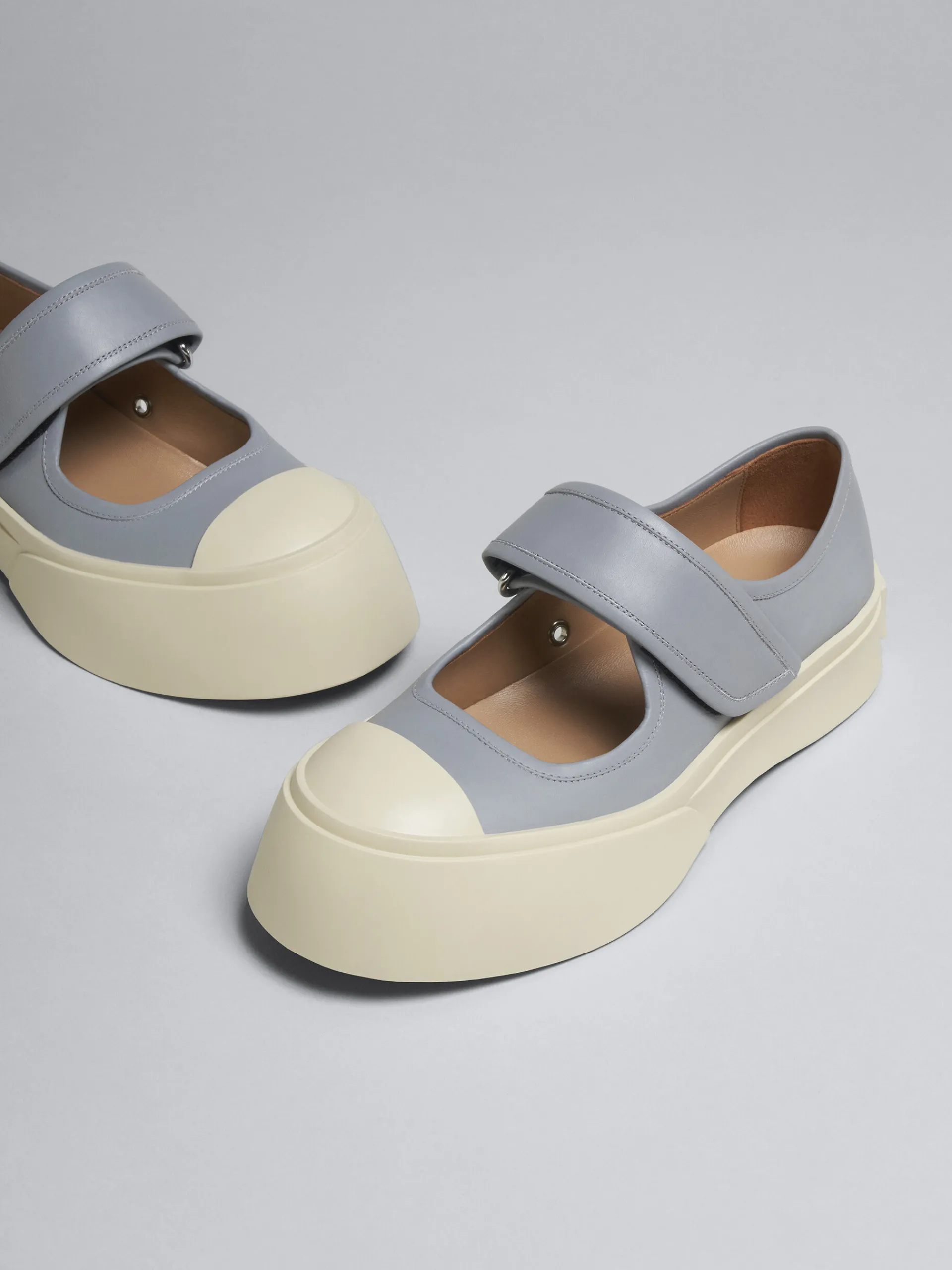 Sneakers | Pablo>Marni Grey Leather Mary Jane Sneaker DOLPHIN