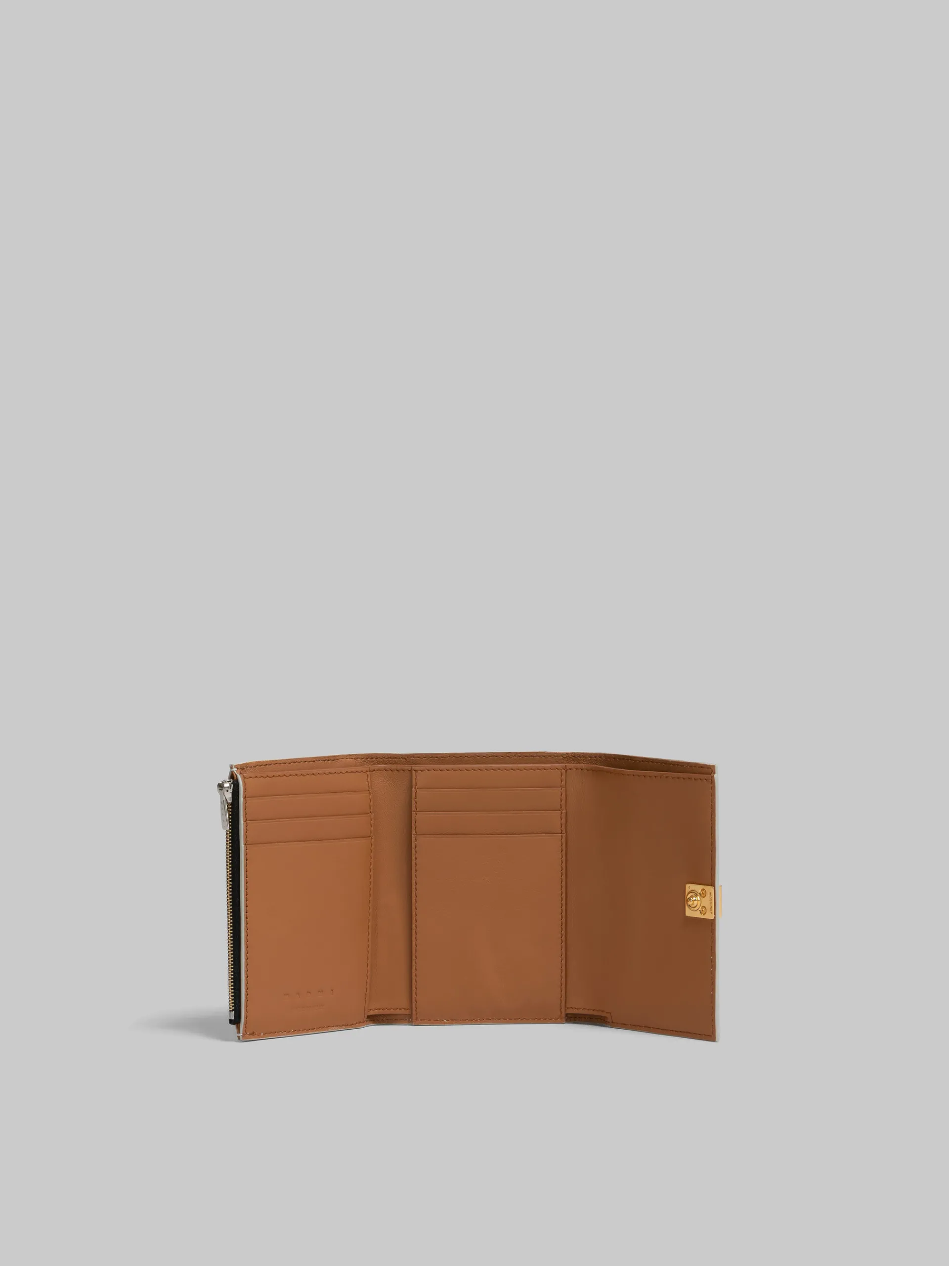 Wallets & Small Leather Goods>Marni Grey Leather Trifold Prisma Wallet SODIUM