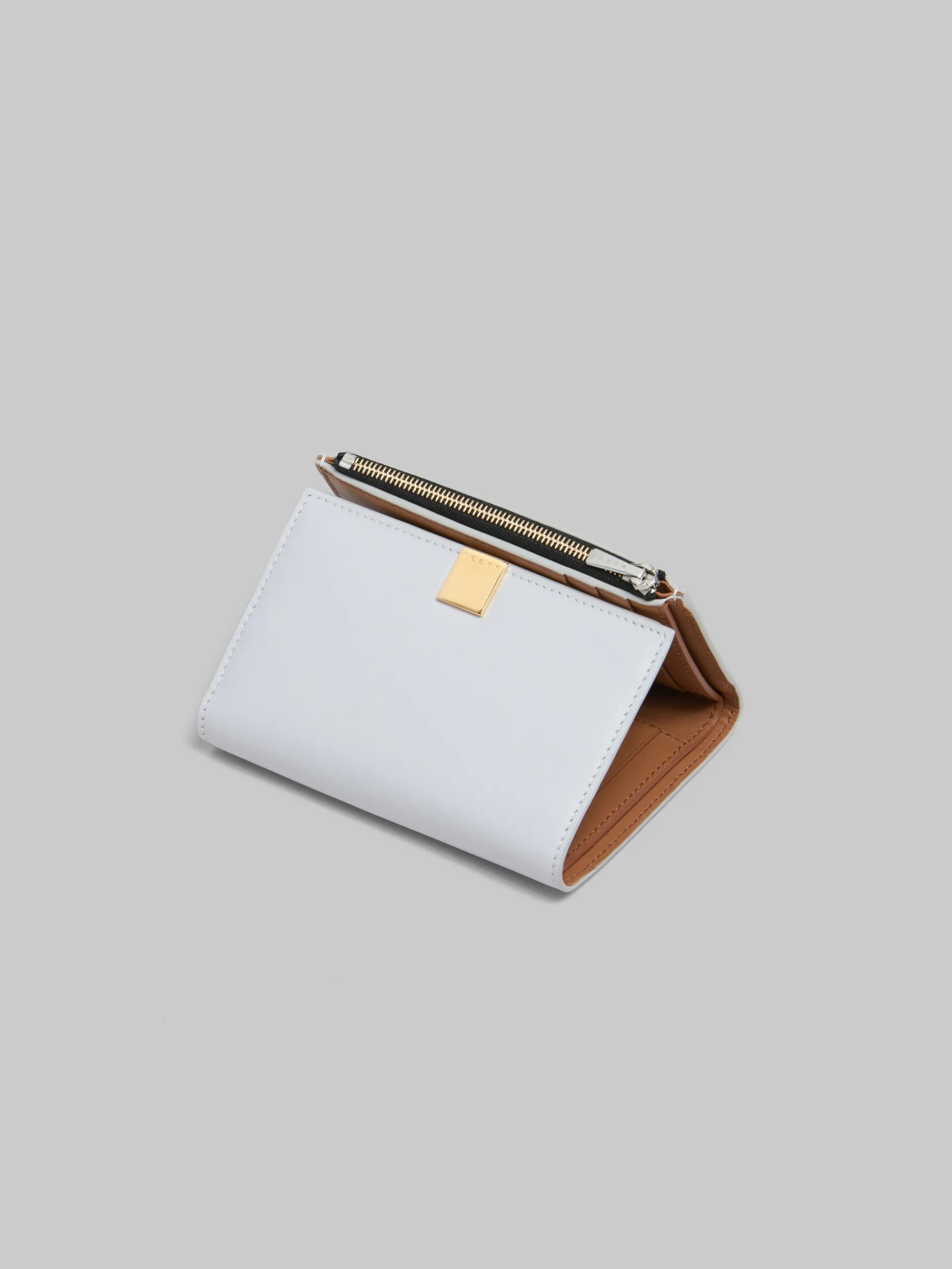 Wallets & Small Leather Goods>Marni Grey Leather Trifold Prisma Wallet SODIUM