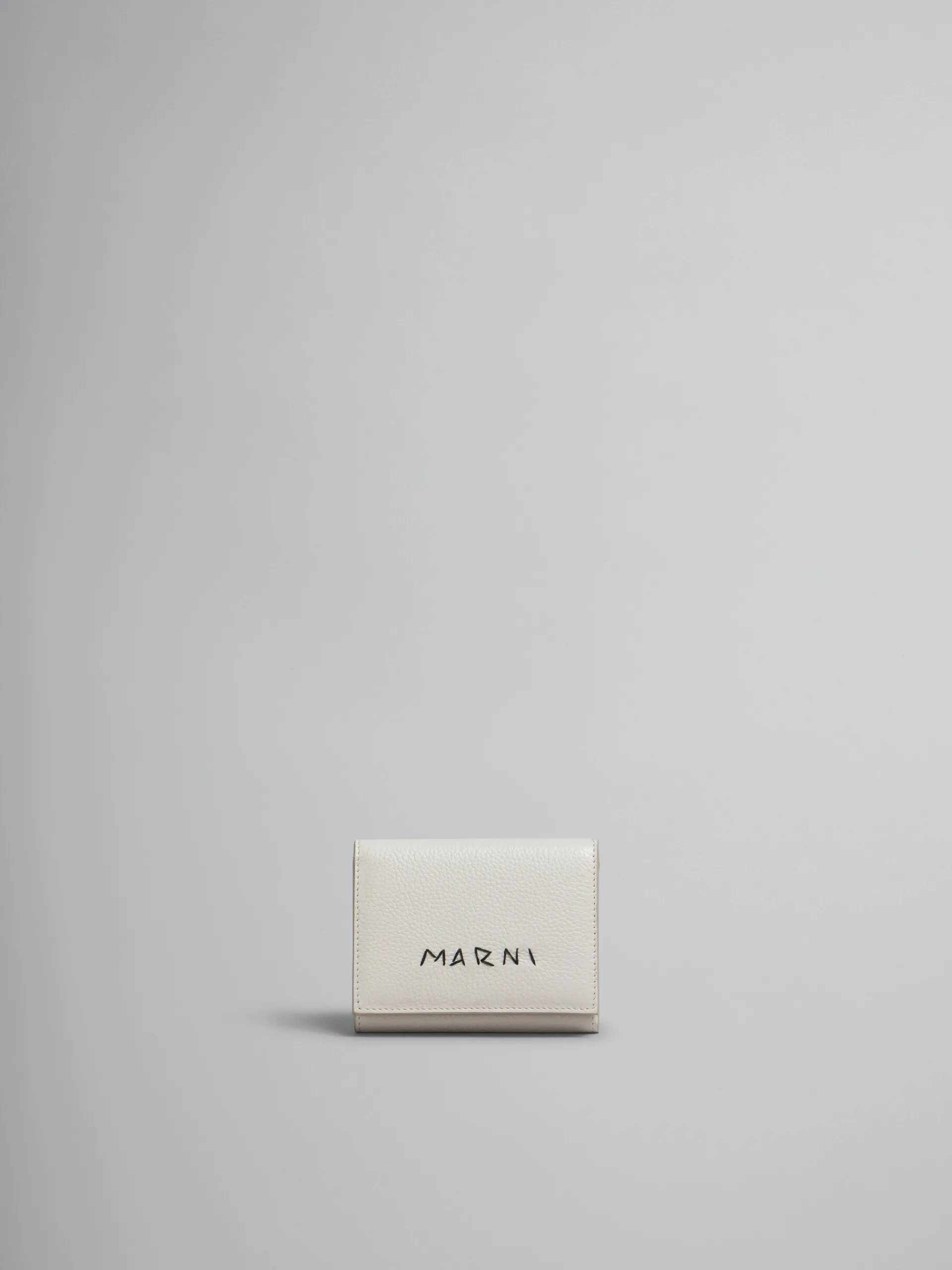 Wallets & Small Leather Goods>Marni Grey Leather Trifold Wallet With Mending LIGHTGREY
