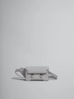 Trunkaroo Bag | Belt Bags>Marni Grey Leather Trunkaroo Crossbody Bag ATMOSPHERE