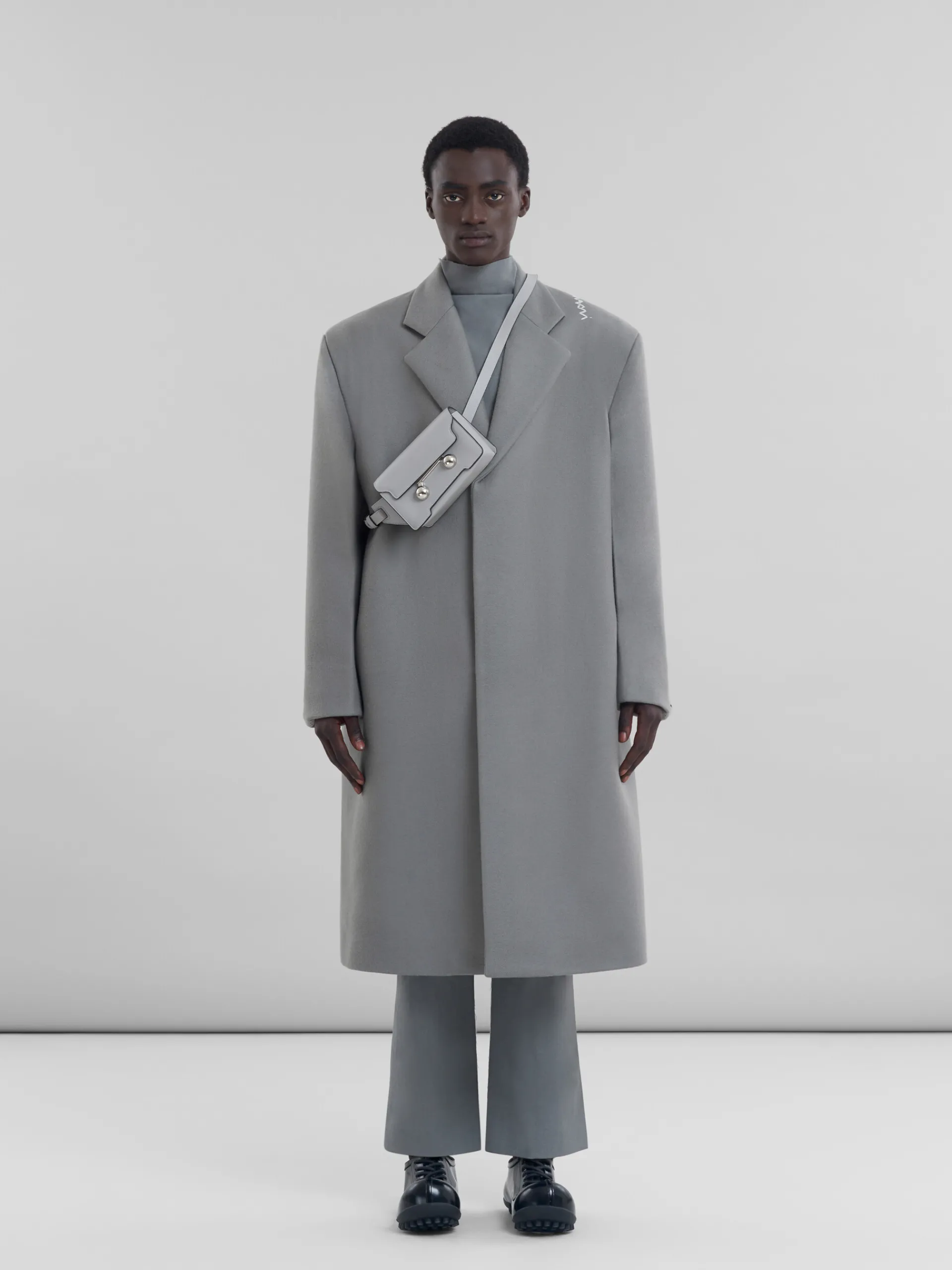 Trunkaroo Bag | Belt Bags>Marni Grey Leather Trunkaroo Crossbody Bag ATMOSPHERE