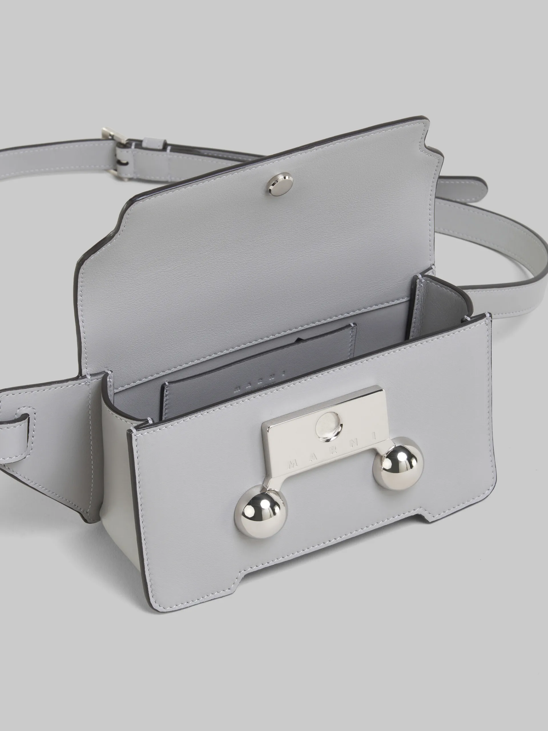 Trunkaroo Bag | Belt Bags>Marni Grey Leather Trunkaroo Crossbody Bag ATMOSPHERE